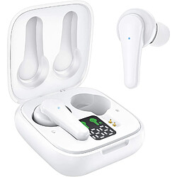 Chrono Écouteur Bluetooth Écouteurs sans Fil Oreillettes Bluetooth 5.2 Intra Auriculaire Stéréo IPX5 Étanche Type-C 30H d'Autonomie Intégré Double Micro Contrôle Tactile pour iOS Huawei Samsung(Blanc)