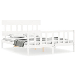 Maison Chic Cadre/structure de lit avec tête de lit pour adulte - Lit Moderne Chambre blanc King Size bois massif -MN57625