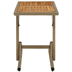 Avis Maison Chic Table de jardin | Table d'extérieur Beige Bois massif d'acacia et poly rotin -GKD16759