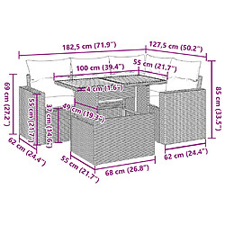 Acheter vidaXL Salon de jardin 5 pcs avec coussins noir résine tressée