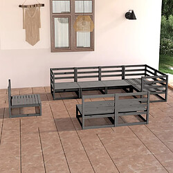 Maison Chic Salon de jardin 8 pcs - Table et chaises d'extérieur - Mobilier/Meubles de jardin Moderne gris bois de pin massif -MN51587