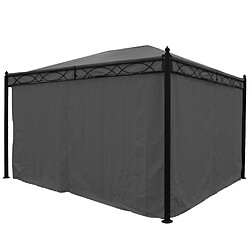 Decoshop26 Pergola pavillon gazebo de jardin cadre stable de 7cm avec paroi latérale + moustiquaire gris 4x3m 04_0004090