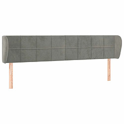 Maison Chic Tête de lit scandinave avec oreilles,meuble de chambre Gris clair 163x23x78/88 cm Velours -MN85243