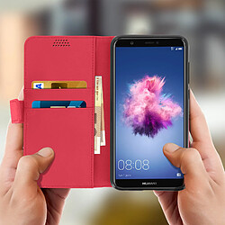 Avis Avizar Housse Huawei P Smart Etui Portefeuille Coque Silicone Support Vidéo Rouge