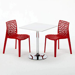 Avis Grand Soleil Table Carrèe Blanc + 2 Chaises Colorées