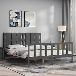 Avis Maison Chic Lit adulte - Cadre Structure de lit avec tête de lit Contemporain gris King Size bois massif -MN85353