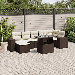 vidaXL Salon de jardin 8 pcs avec coussins marron résine tressée