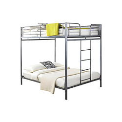 Avis Vente-Unique Lits superposés 2 x 140 x 190 cm - Métal - Argent + Matelas - GEMINI II