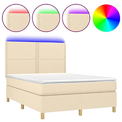 Sommier à lattes,Cadre à lattes de lit et matelas et LED pour Adulte Crème 140x190cm Tissu -MN25952