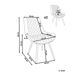 Avis Beliani Set de 2 Cuir PU Chaise de salle à manger Marron foncé MARIBEL