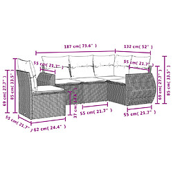 Avis vidaXL Salon de jardin avec coussins 5 pcs marron résine tressée