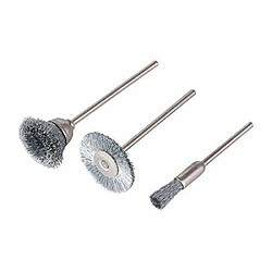 Wolfcraft 2747000 3 mini-brosses en acier inoxydable, queue ronde 2,35 mm