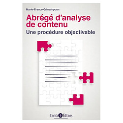 Abrégé d'analyse de contenu : une procédure objectivable