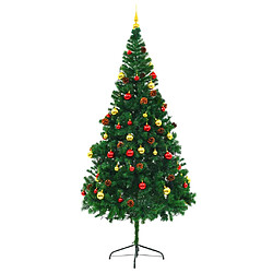 vidaXL Arbre de Noël artificiel pré-éclairé avec boules vert 210 cm