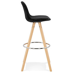 Avis Alterego Tabouret de bar 'SPIRIT' en velours noir et pieds en bois naturel