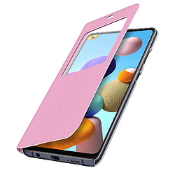 Avizar Étui Samsung Galaxy A21s Fenêtre d'Affichage Clapet Folio Ultra-fin Rose