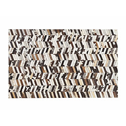 Acheter Beliani Tapis patchwork à motif zigzag marron et blanc 140 x 200 cm AKYELE