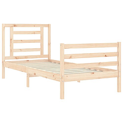 Maison Chic Lit adulte - Cadre de lit 90x200cm avec tête de lit bois massif -MN80644 pas cher