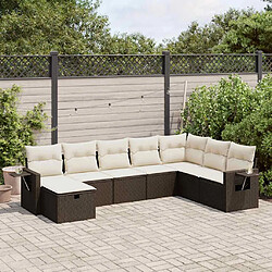 vidaXL Salon de jardin 8 pcs avec coussins marron résine tressée