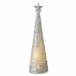 Paris Prix Décoration de Noël Led Cône & Étoile 34cm Argent