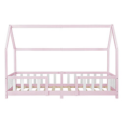 Acheter Lit d'enfant Forme Maison Sisimiut avec Matelas à Mousse à Froid 200 x 90 cm Rose Blanc [en.casa]