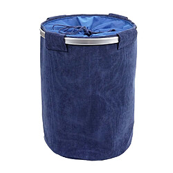 Avis Decoshop26 Panier à linge corbeille buanderie conteneur avec cordon 55x39cm 65L en tissu bleu 04_0002514