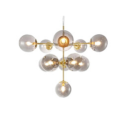 Vente-Unique Lustre en métal et verre fumé brillant - 11 globes - D. 61 x H. 144 cm - Doré - SOFIA pas cher