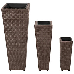 vidaXL Lits surélevés de jardin 3 pcs Résine tressée Marron