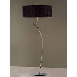 Luminaire Center Lampadaire Eve 2 Ampoules E27, chrome poli avec Abat jour noir ovale