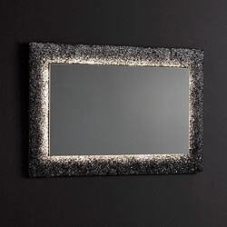 Kiamami Valentina MIROIR NOIR 90X62 RÉTRO-ÉCLAIRÉ PAR LED, AVEC CADRE EN VERRE ET GRAVIER