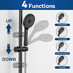 Avis Cecipa max 38 °C Colonne de Douche Thermostatique avec Mitigeur, Ensemble de Douche Thermostatique Réglable en Hauteur Noir+Chrome,EU Modèle