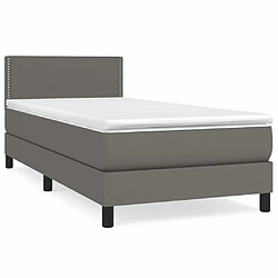 Maison Chic Structures de lit + matelas,Lit à sommier tapissier avec matelas Gris 80x200 cm Similicuir -MN59298