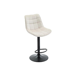 Acheter Vente-Unique Lot de 2 tabourets de bar en tissu bouclette et métal noir - Hauteur réglable - Blanc - LIMA II