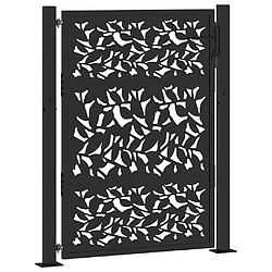 vidaXL Portail de jardin noir 105x130 cm acier conception de feuilles