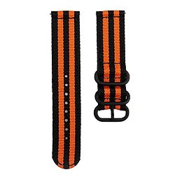 Bracelet en nylon 18mm, trois boucles lourdes, noir/orange pour votre Garmin Venue 2S/Vivoactive 4S