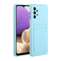 Coque en TPU Flexible bien protégé avec porte-carte bleu clair pour votre Samsung Galaxy A32 5G