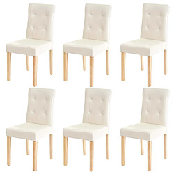 Decoshop26 Lot de 6 chaises en synthétique crème pieds en bois clair CDS04643