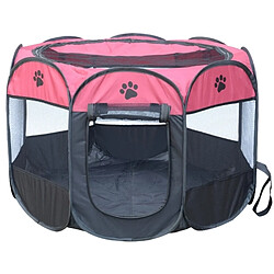 Wewoo Tente de chien imperméable à Magenta l'eau de tissu d'Oxford de mode pliable clôture extérieure d'animal familier octogonal, S, taille: 73 x 73 x 43cm