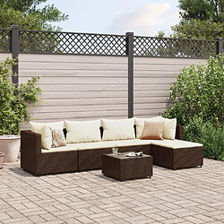 vidaXL Salon de jardin 6 pcs avec coussins Marron Résine tressée