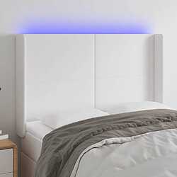 Maison Chic Tête de lit scandinave à LED,meuble de chambre Blanc 147x16x118/128 cm Similicuir -MN45044