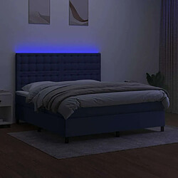 Acheter Maison Chic Lit adulte- Lit + matelas,Sommier à lattes de lit et matelas et LED Bleu 180x200 cm Tissu -GKD89601