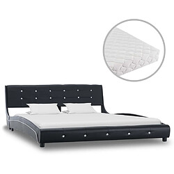 vidaXL Lit avec matelas Noir Similicuir 160 x 200 cm