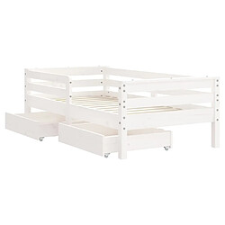 Acheter Maison Chic Lit d'Enfant Chambre - Cadre de lit pour enfant tiroirs blanc 70x140 cm bois de pin massif -MN58288