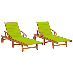 Maison Chic Lot de 2 Chaises longues avec coussins | Transat Bain de soleil Bois d'acacia solide -GKD71581