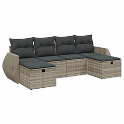 vidaXL Salon de jardin 6 pcs avec coussins gris clair résine tressée