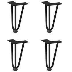 vidaXL Pieds de table en forme d'épingle à cheveux 4 pcs noir 20 cm