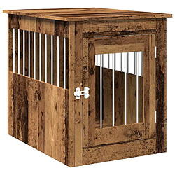 vidaXL Meuble de cage chiens vieux bois 55x75x65 cm bois d'ingénierie