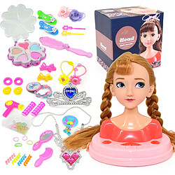 Universal Jouets de mode pour enfants Maquillage pour enfants Jouets de prétention Tête de poupée Coiffure Jeu de beauté avec sèche-cheveux Cadeau d'anniversaire pour les filles