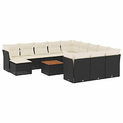 Maison Chic Salon de jardin avec coussins 13 pcs, Ensemble Tables et chaises de jardin, noir résine tressée -GKD995928