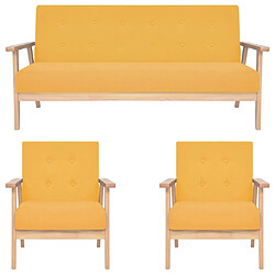 Maison Chic Ensemble de canapés 3 pcs, Canapé droit Sofa pour Salon Tissu Jaune -GKD846720